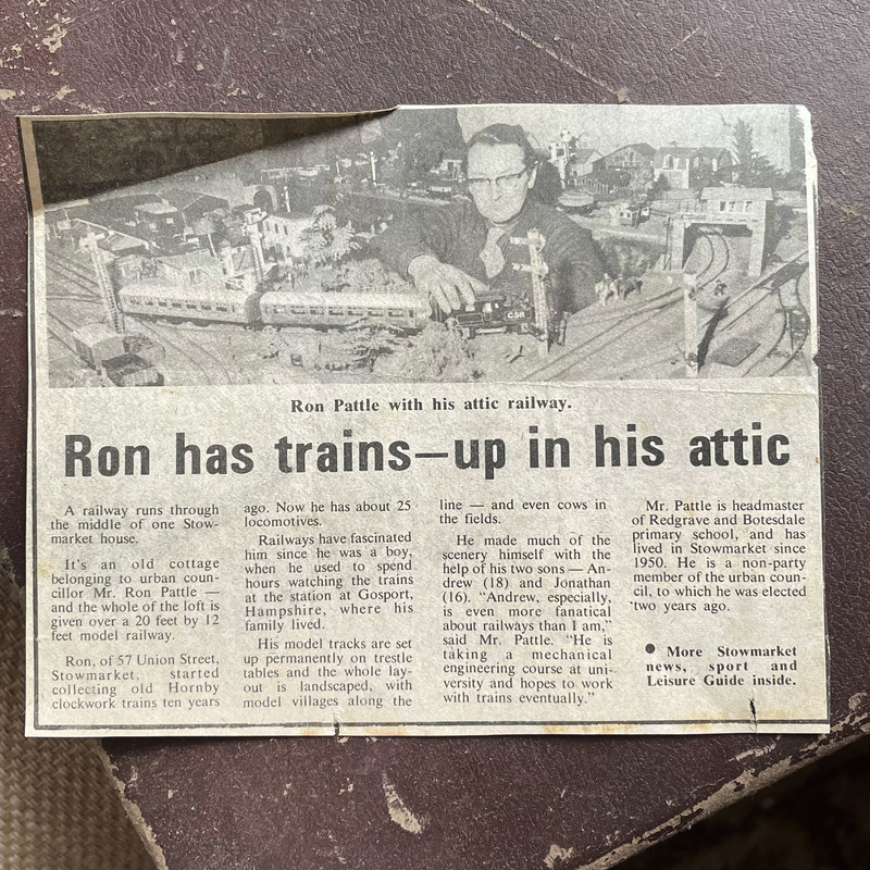 My grandad, Ron Pattle, poses with his model railway